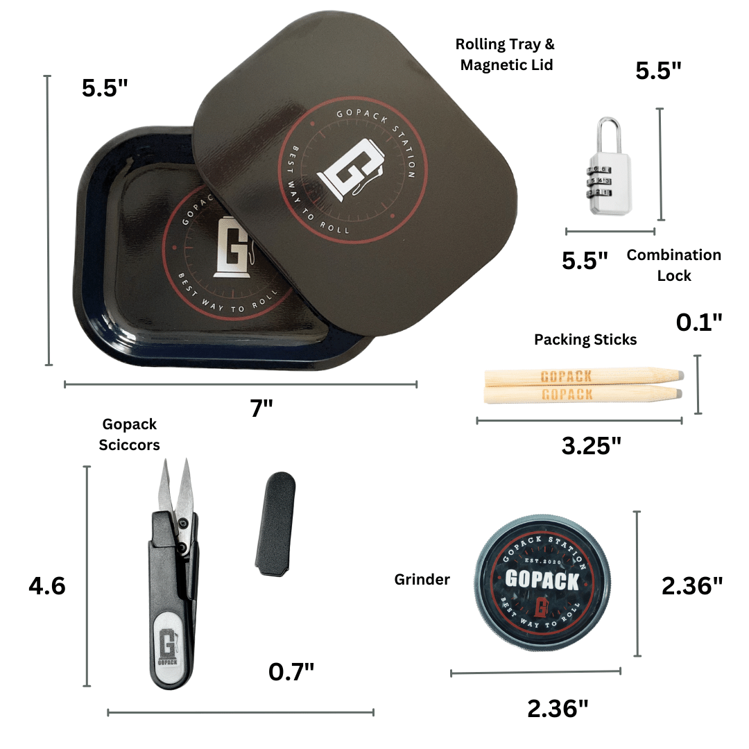 GOPACK Ultimate Magnetic Rolling Tray Set: Complete Accessory Kit & Smell-Proof Case