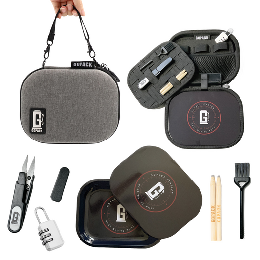 GOPACK Mini Rolling Tray Kit: Secure & Odor-Proof Travel Case with Lock & Tools