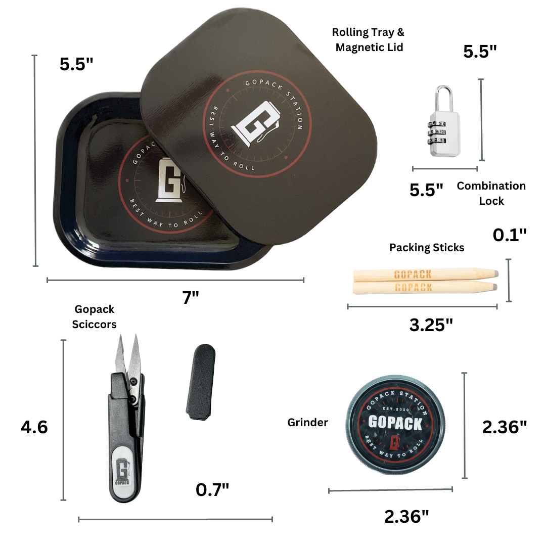 GOPACK Mini Rolling Tray Kit: Secure & Odor-Proof Travel Case with Lock & Tools